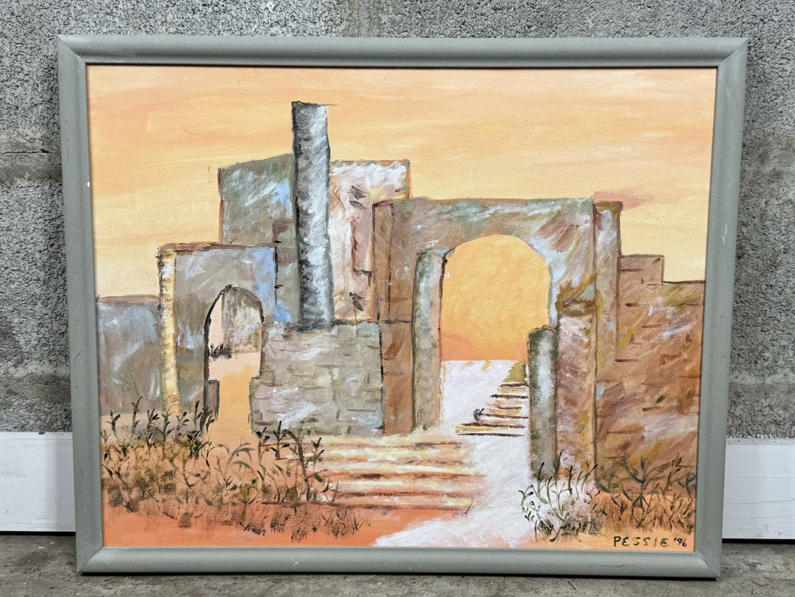 Southwest Desert Naïve Impressionist-Primitive Landscape Architectural focus