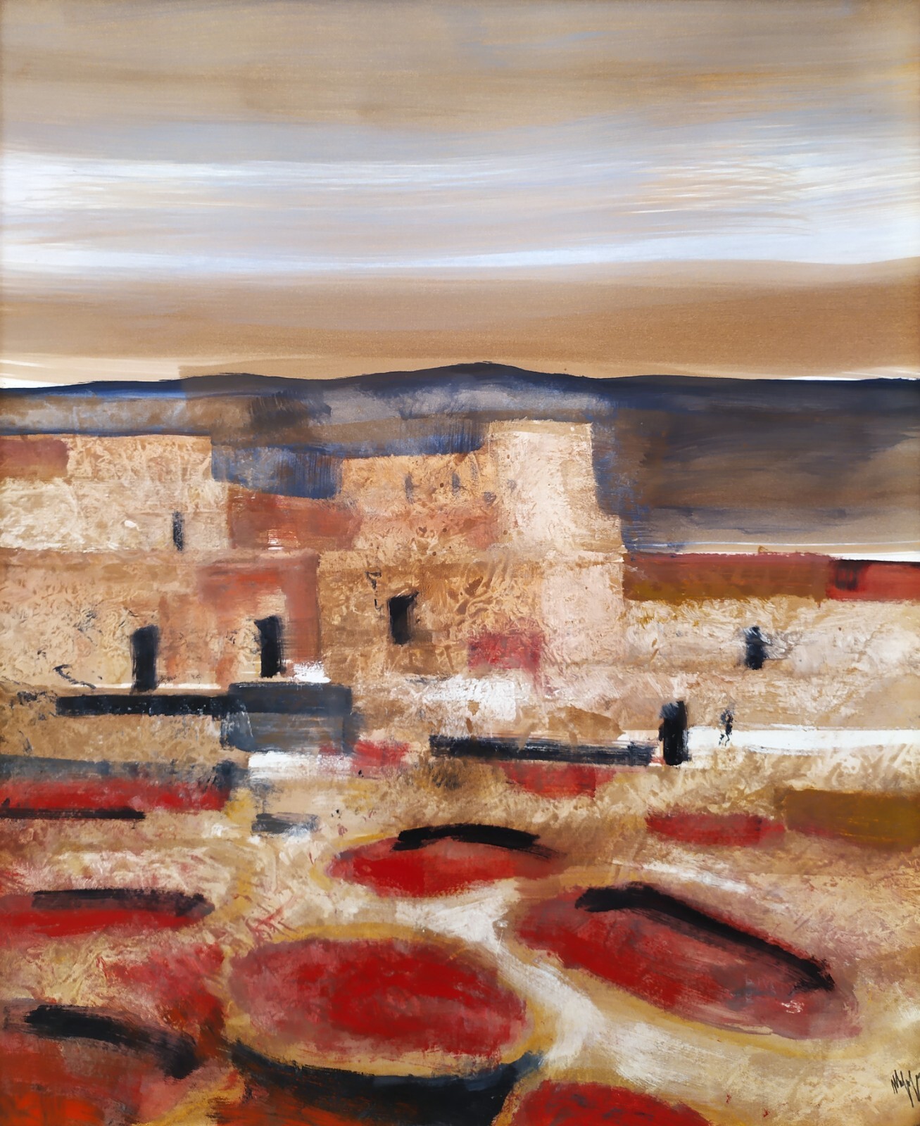 Salvatore Magazzini View of Marrakech Souk Morocco Original Modern Oil Painting