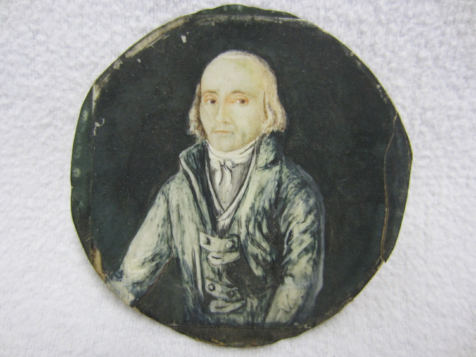 MINIATUR – Herren-Portrait – Biedermeier / Historismus um 1870 – Gouache/Papier
