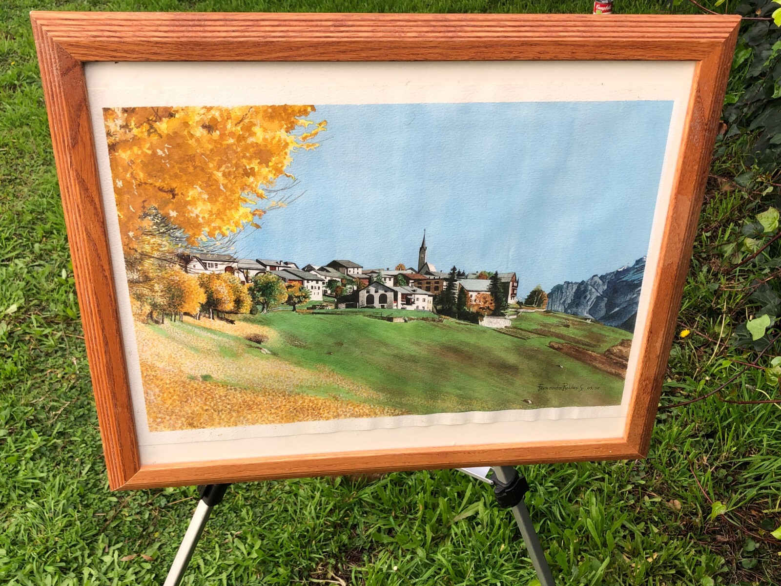FERNANDO ROBLES Original SWISS ALPS LANDSCAPE WATERCOLOR LISTED MEXICAN ARTIST