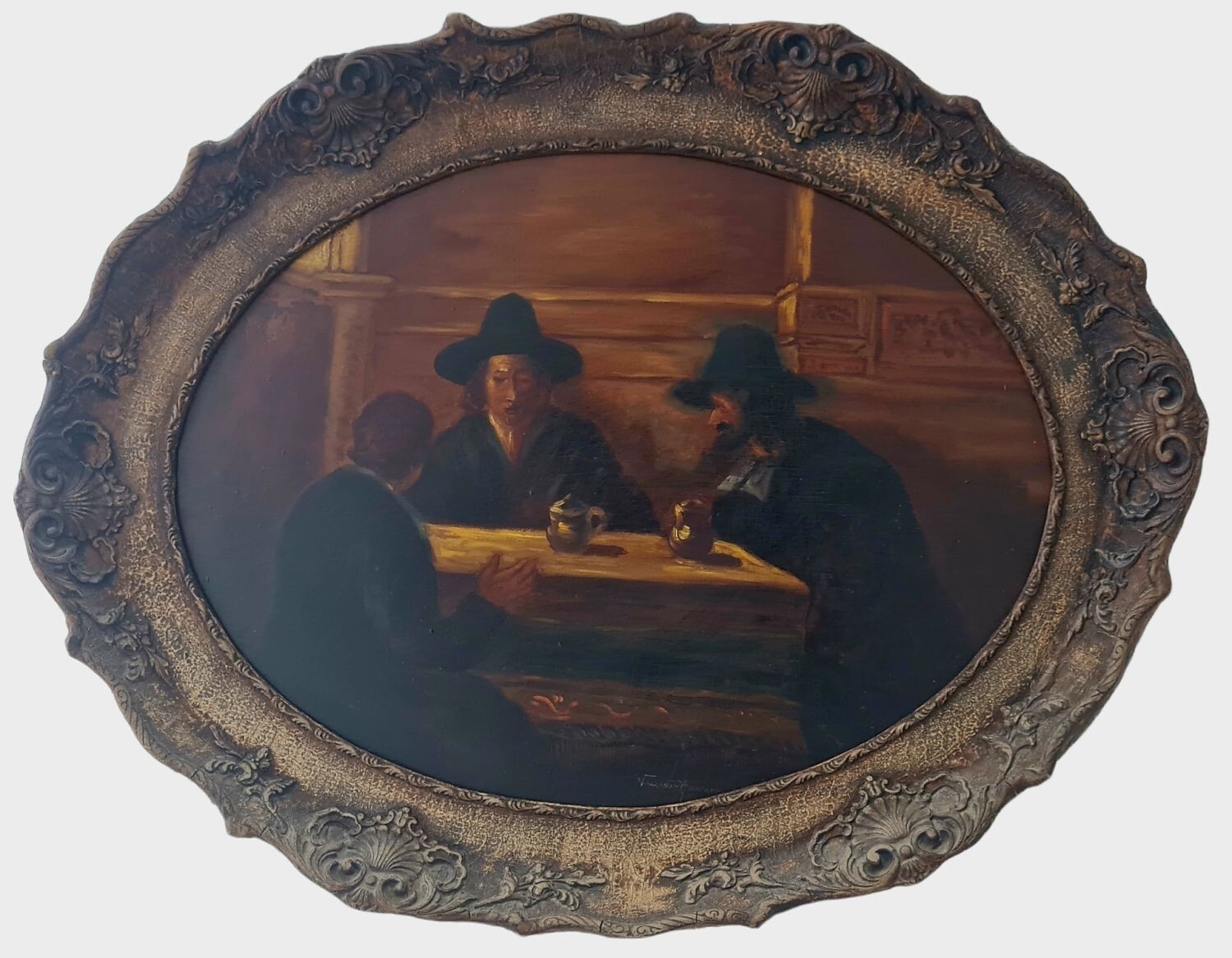 Dutch Judaica Oil Painting • Van der Toorn • Jewish Merchant Genre Early 19 Cen