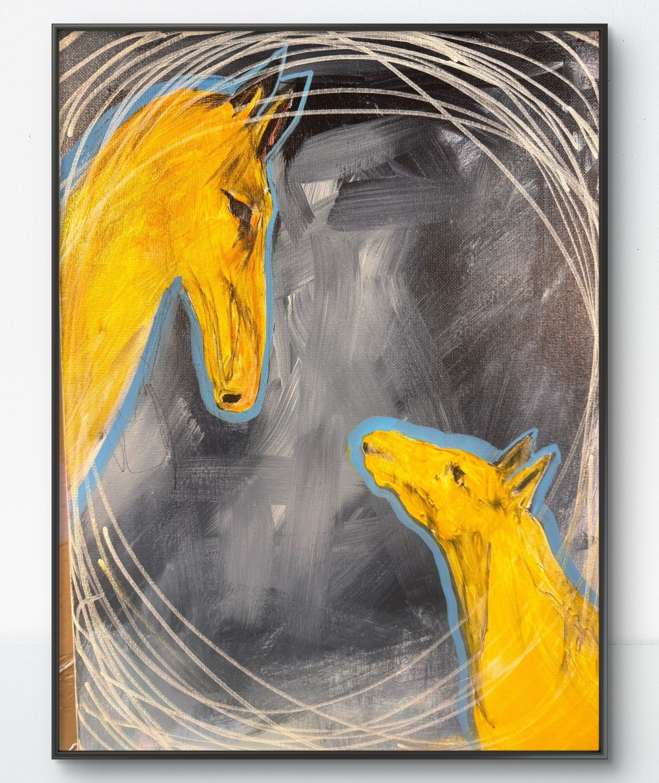 SAMATOWIC Original Abstract Horse and Colt Expressionism 12×16 Signed Art 261
