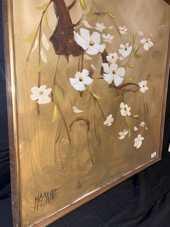 Robert McCaine «Cherry Blossoms» Original Oil Painting Large Framed 37″ X 37″