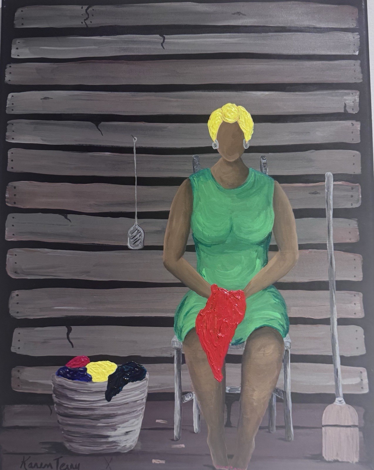 Original Acrylic Painting 16 in W x 20 in T African American Art