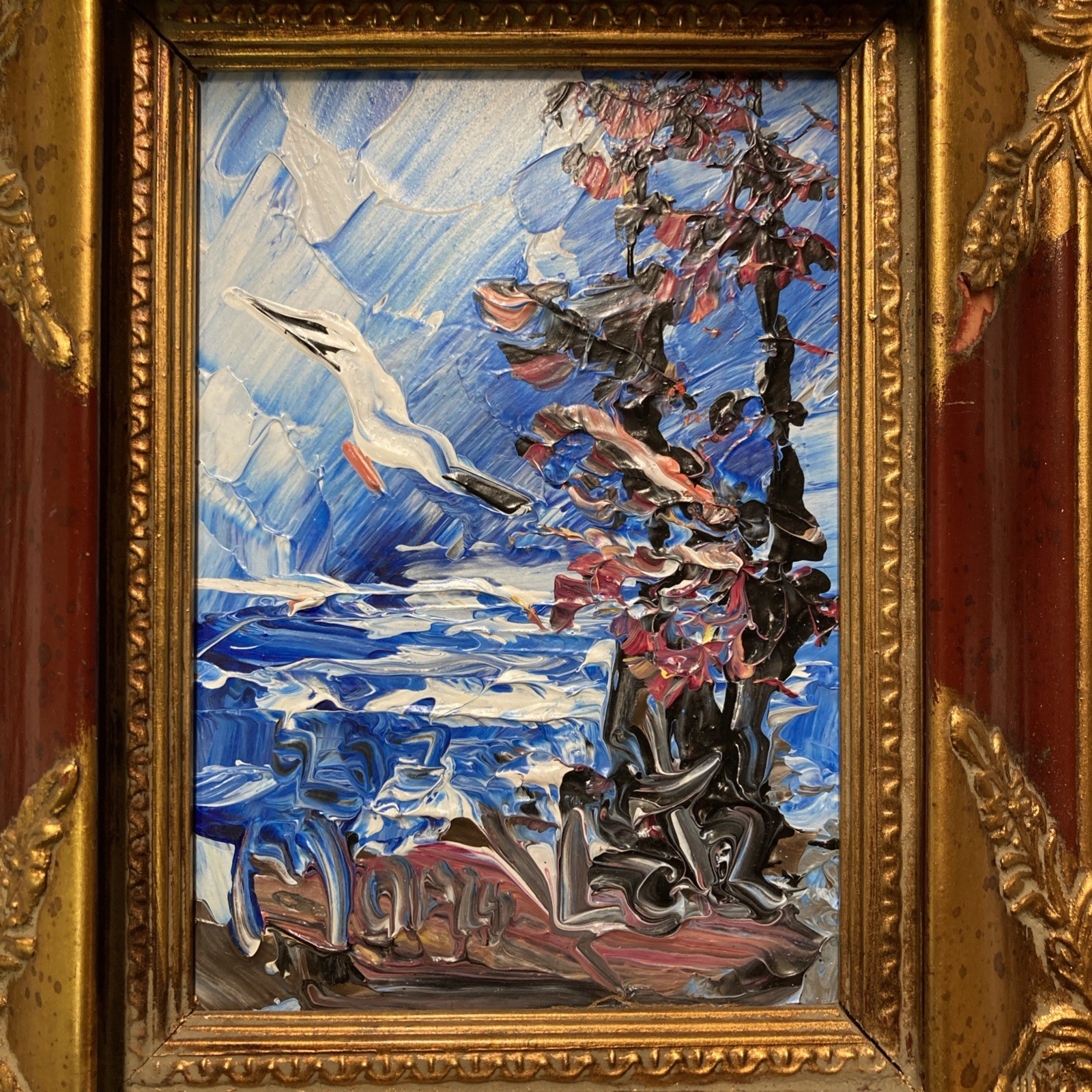 Morris Katz Oil Painting Original W/ Worn Frame Catskills NY Fame Small