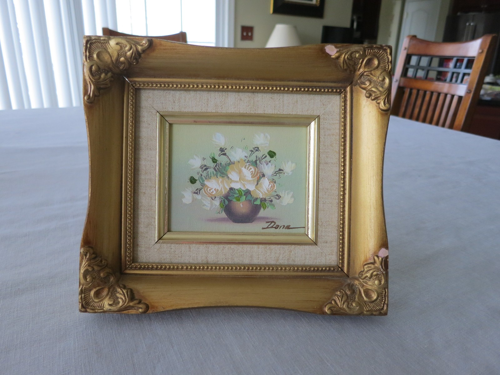 Small Acrylic Flowers in Vase Painting on Canvas Board