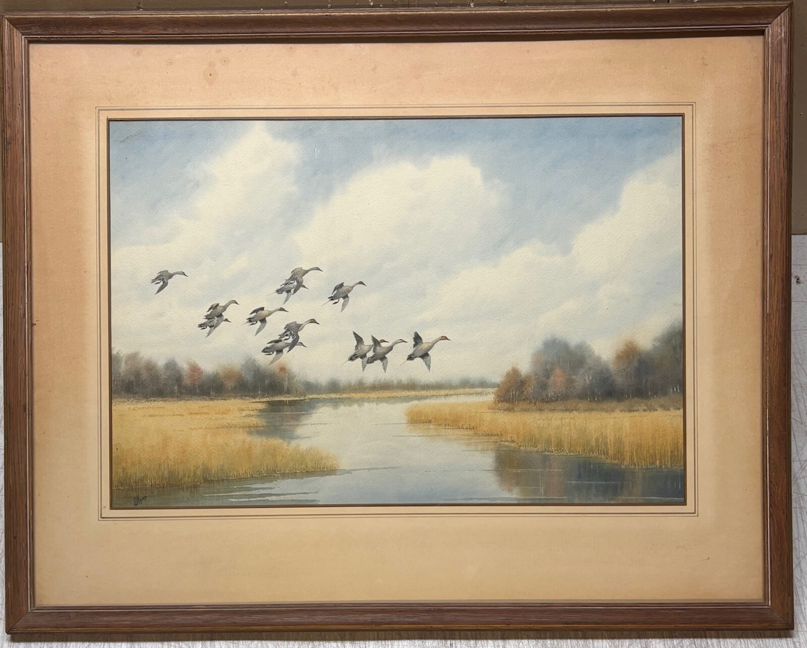 Original JOSEPH DAY KNAP ‘Pintails DUCKS Landing in MARSH’ Watercolor PAINTING