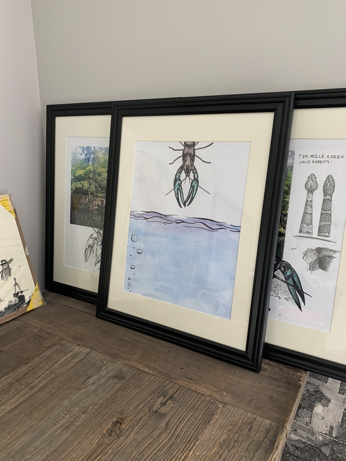 Deep Waters, 2020, 11” X 14” Contemporary Art Painting Drawing Original Crayfish