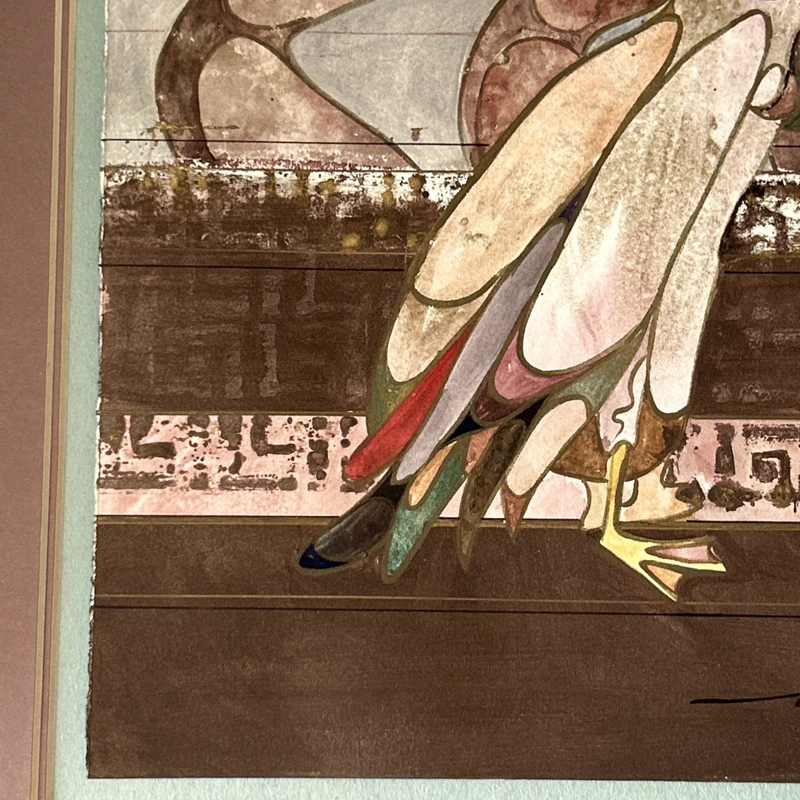 Beki Killorin Vintage Original Watercolor Abstract Pelican Painting Signed RARE