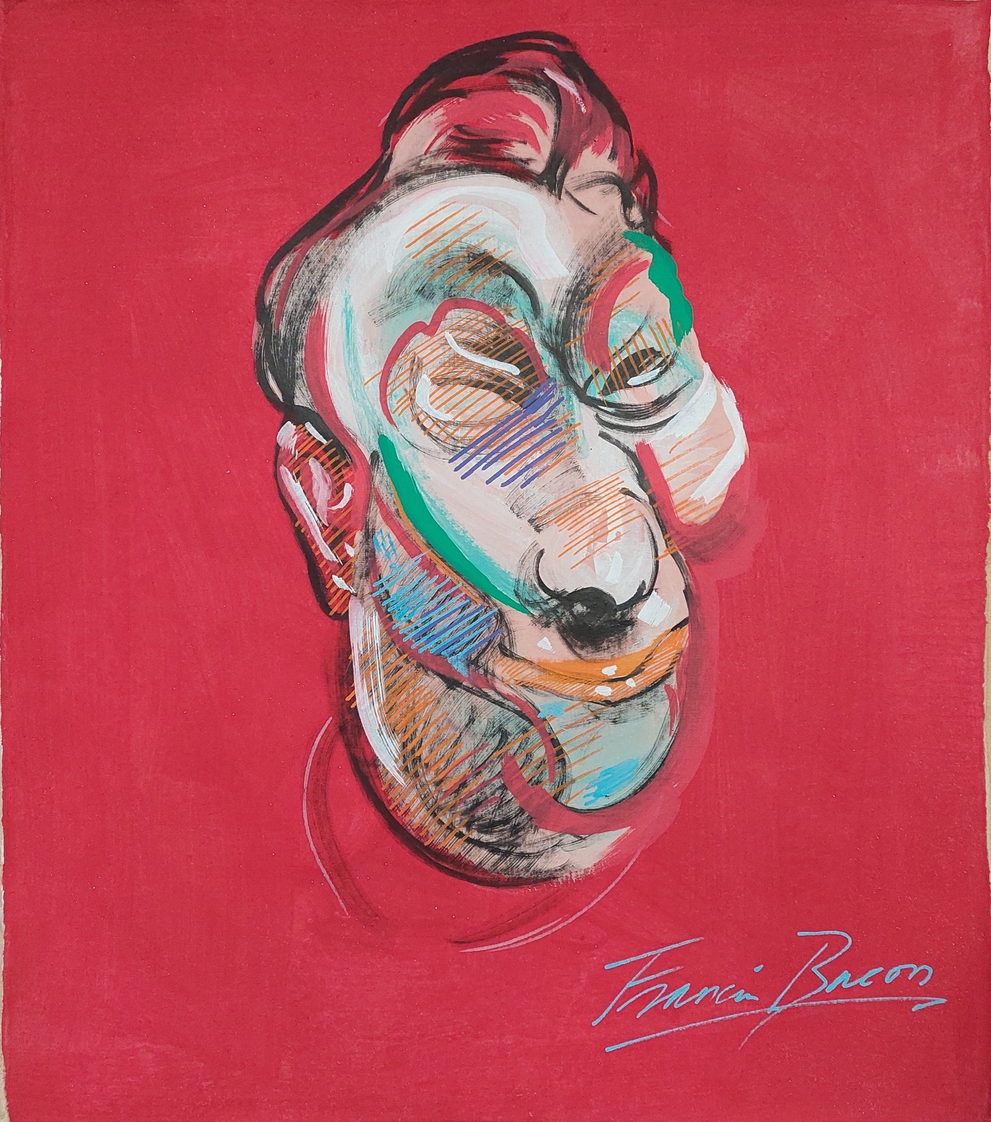 Francis Bacon Signed British Expressionist Oil Painting on Canvas – Surreal Art