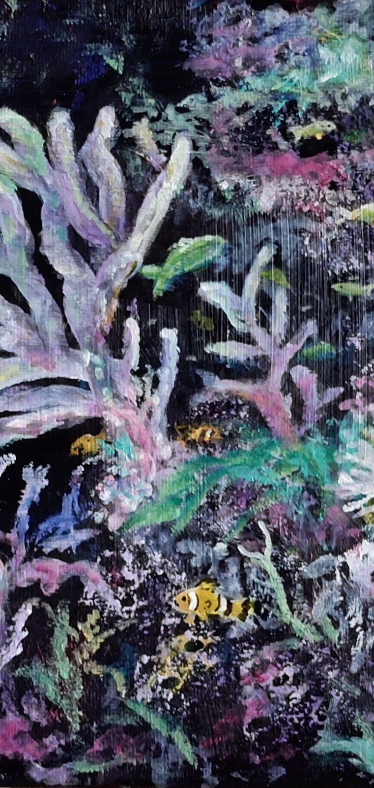 Original 8 x 10 Abstract Ocean Reef Acrylic Art Canvas Painting