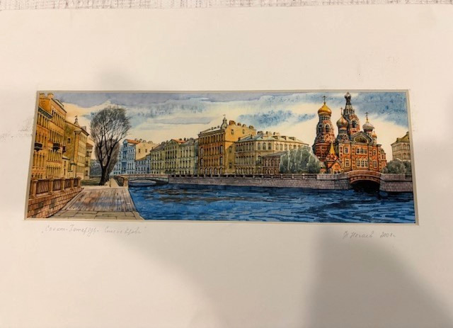 2008 St. Petersburg, Russia Watercolor & Ink Painting Signed by M. Herael