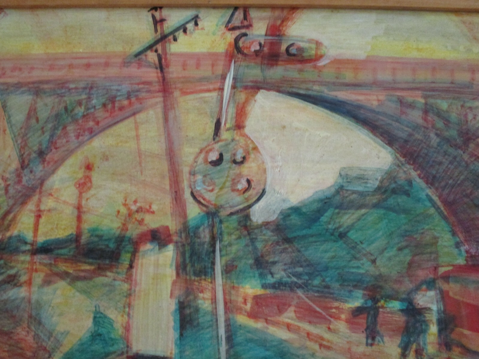 CROZIER PAINTING 1964 URBAN REGIONALISM AMERICAN MODERNISM RAILROAD TRAIN TRACKS