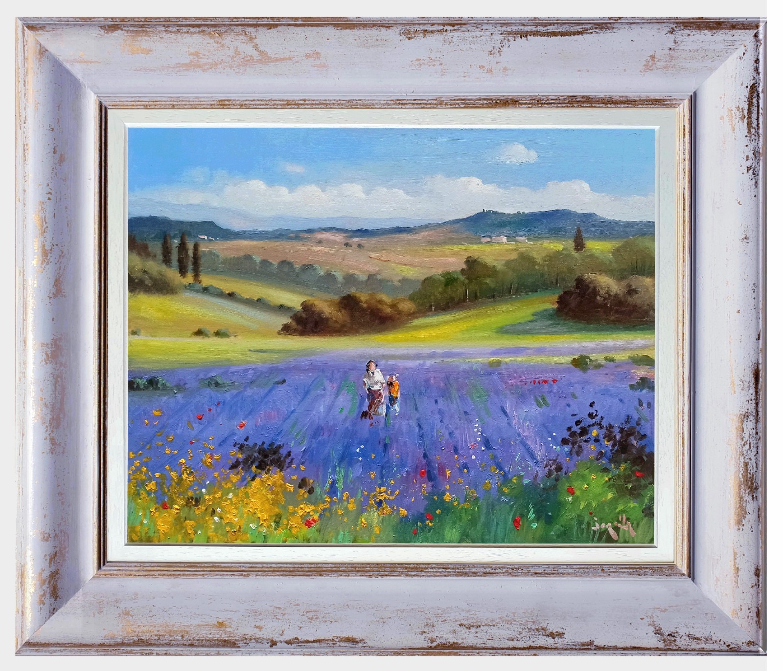 TUSCANY PAINTING SPRING LAVENDER ORIGINAL BORELLA ITALIAN Toskanische malerei