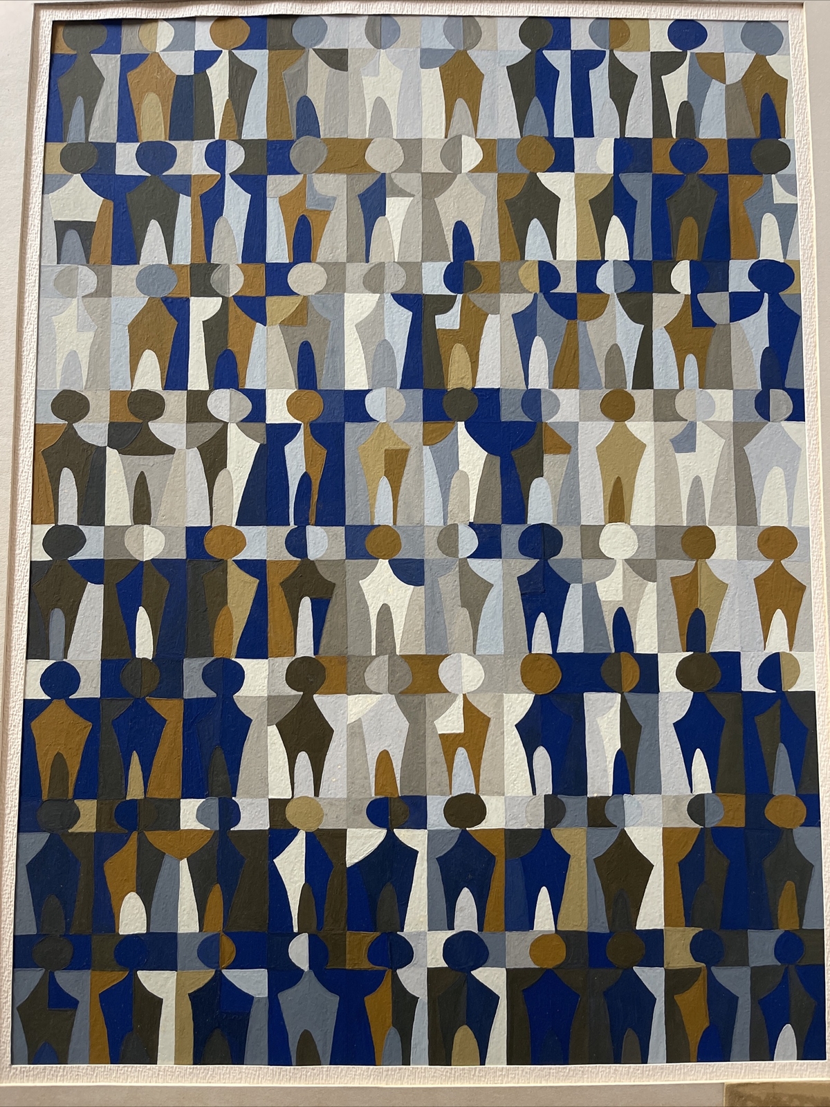 Mid Century Abstract Painting Exhibited award winner Pop Op art Geometric Cubism