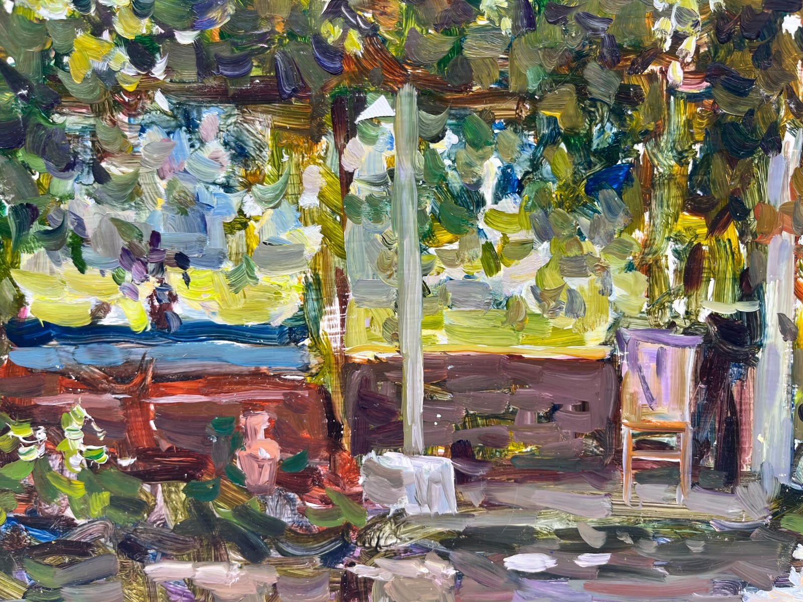 Oil painting Unframed Gazebo S.Animov original painting kitchen decor art