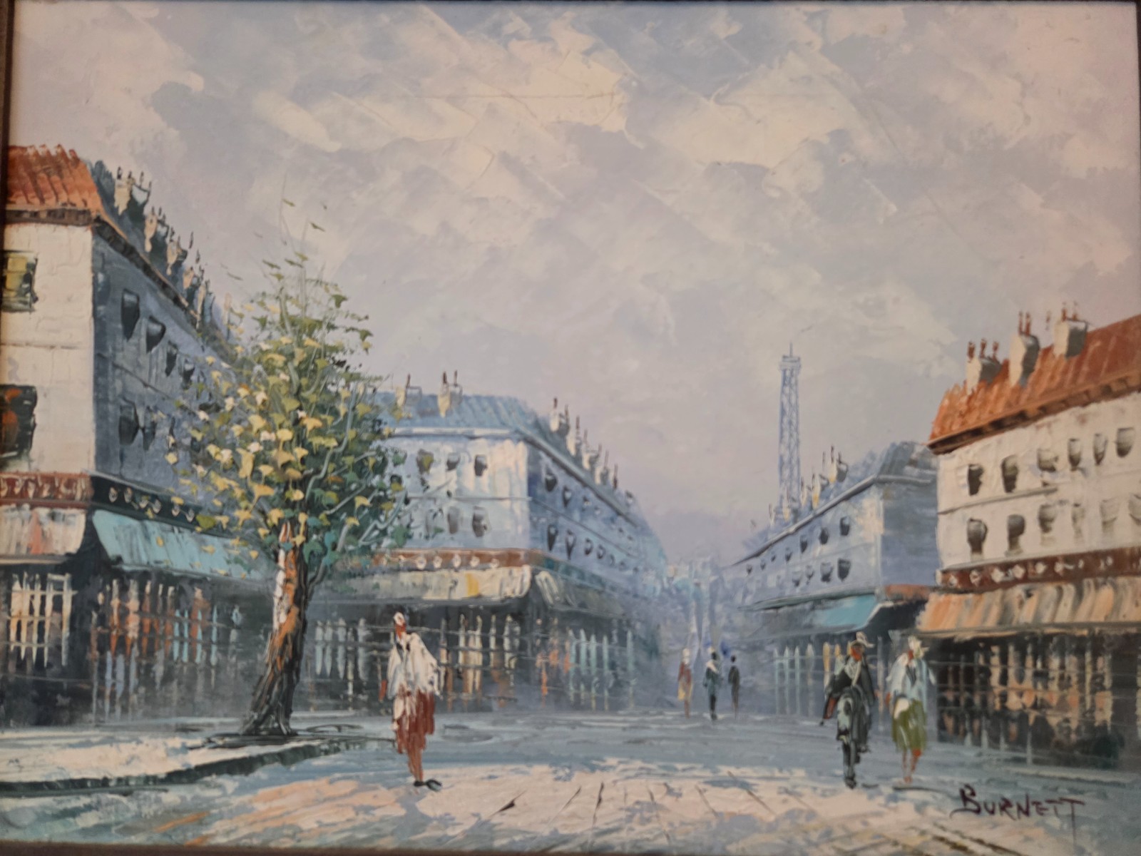 Vintage Set 2 Framed Paris Oil Paintings Decor Art Signed Caroline Burnett 17×21