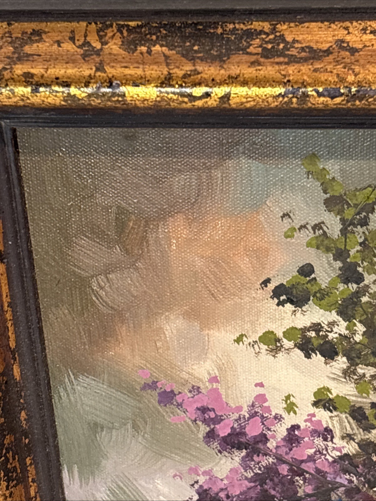 Still Life Oil Painting Art Flowers in Vase Floral Bouquet Signed BRUNO