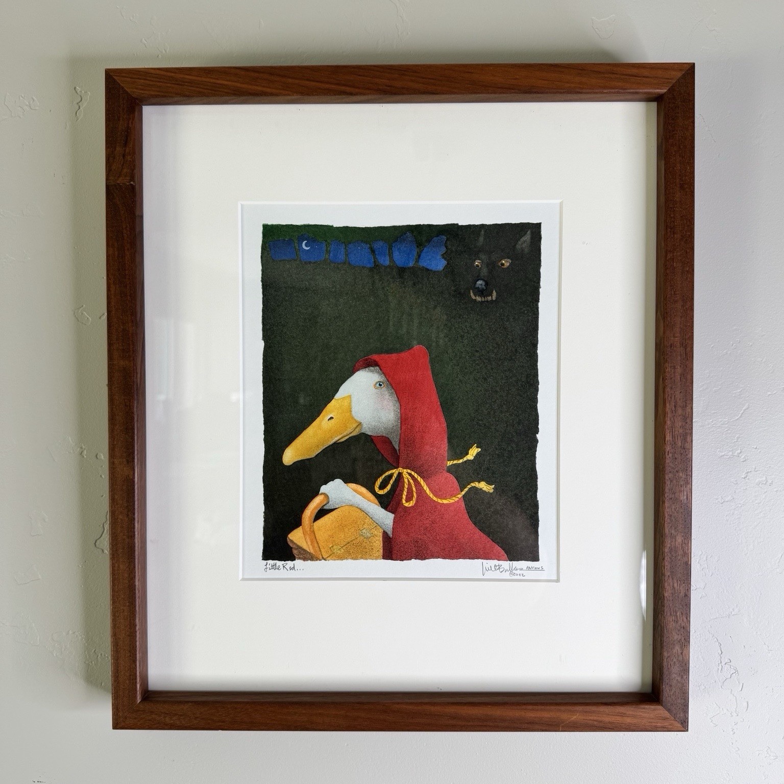 Original Will Bullas Little Red 2002 Signed Watercolor Duck Artwork Framed 16×14