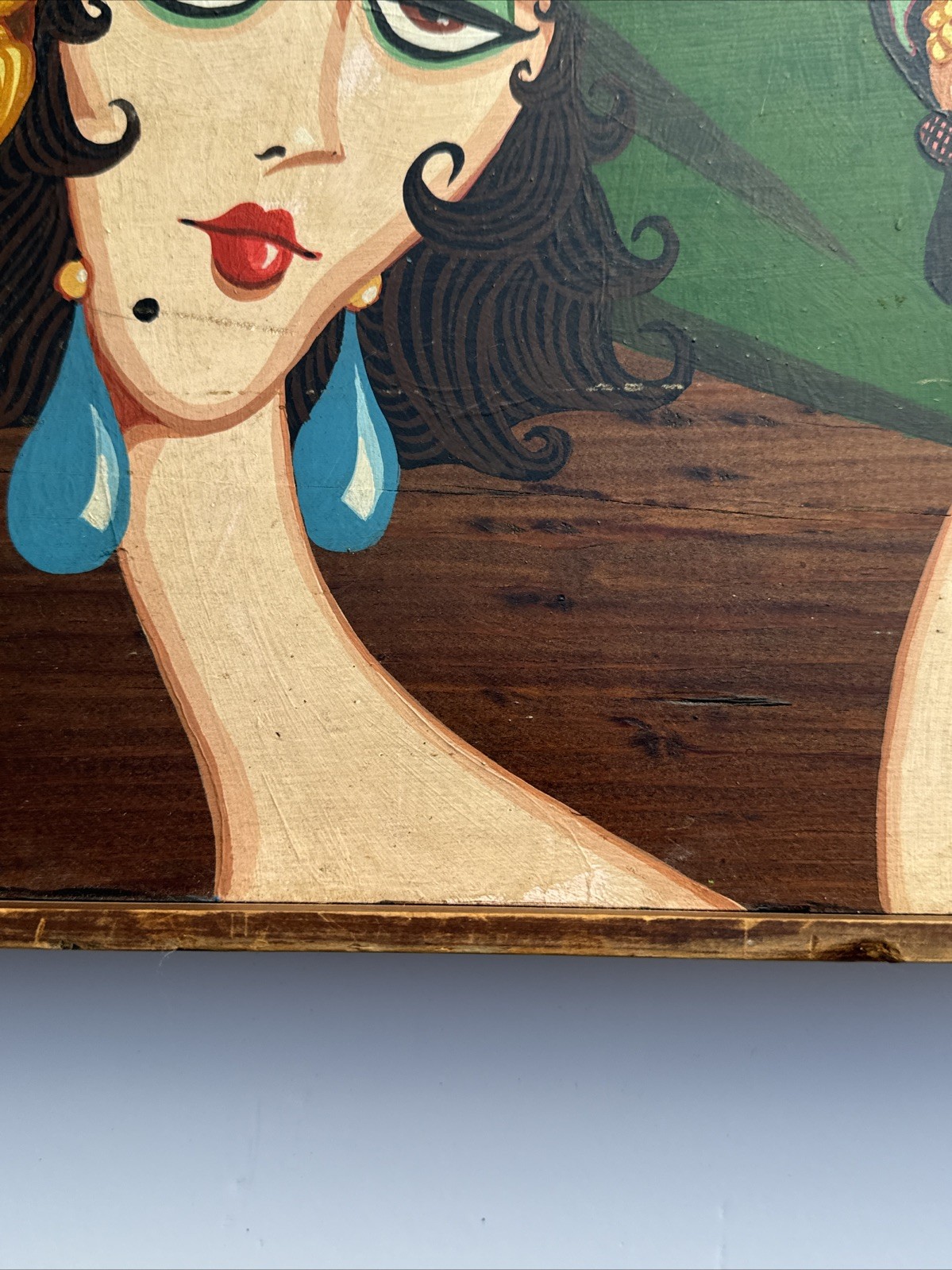 VINTAGE PORTRAIT PAINTING FASHION ART DECO FASHION MODERNIST SIGNED MYSTERY ART