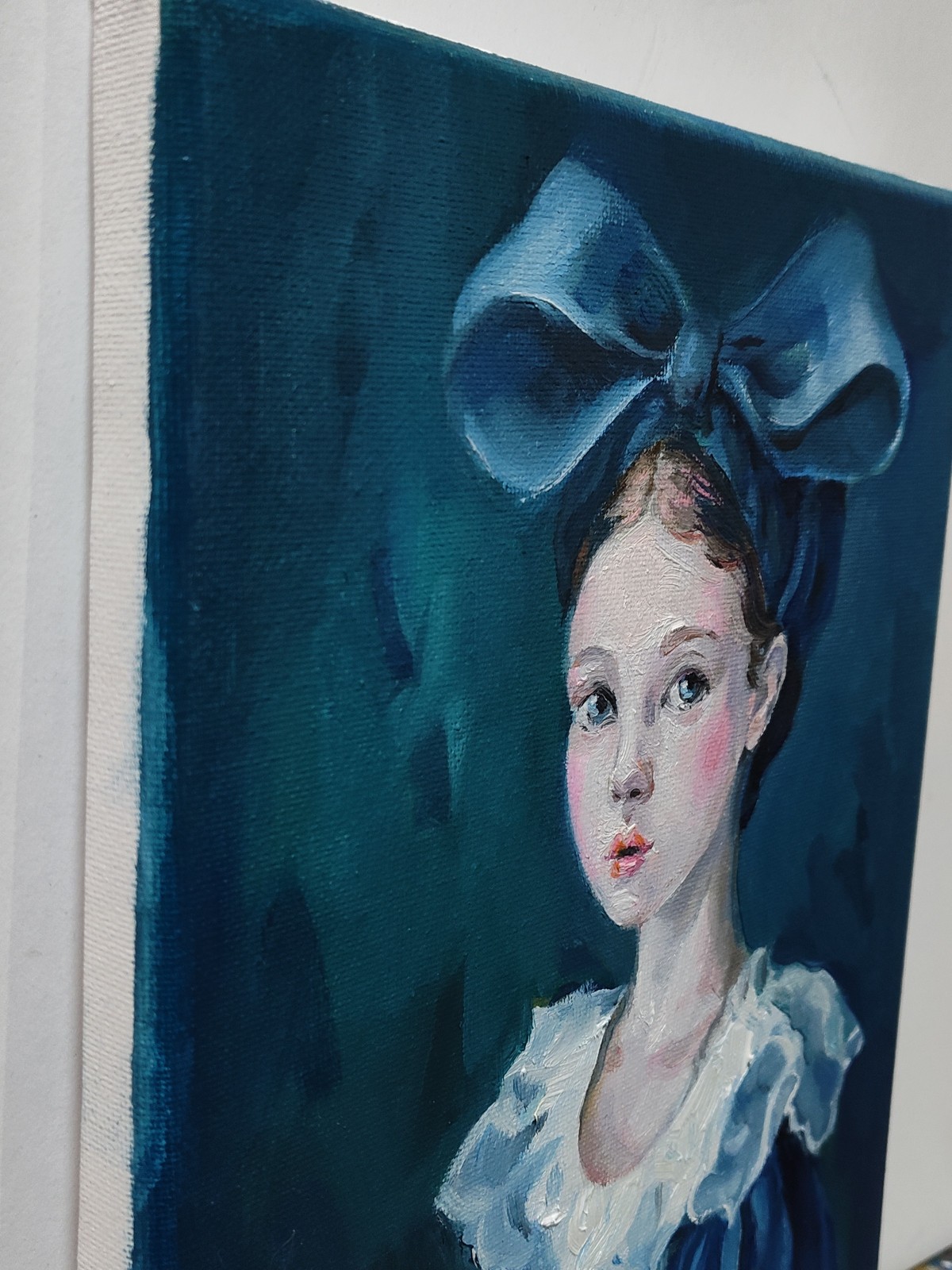 Original portrait of woman, Girl, Contemporary art, Old Fasion costume, Framed