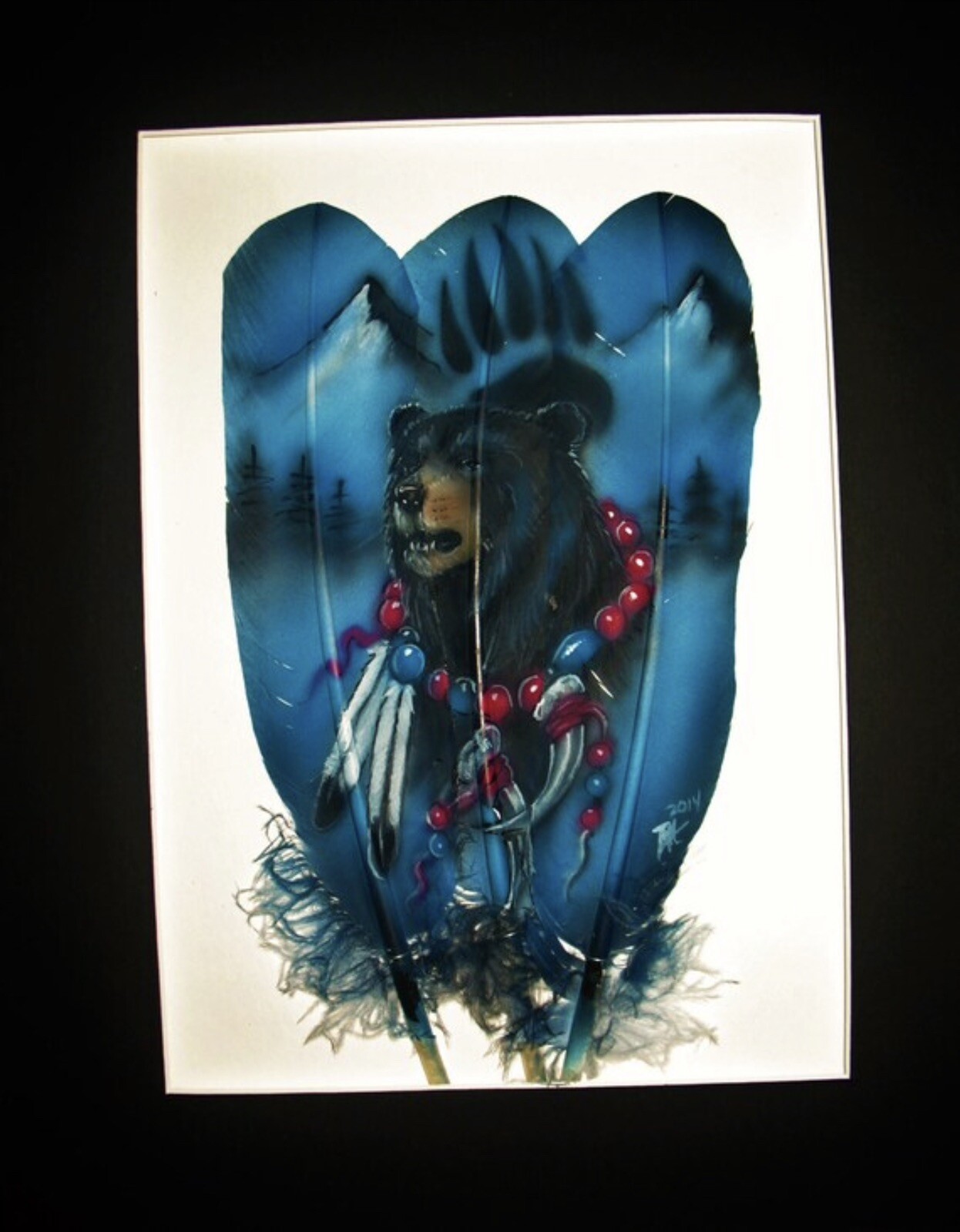 Spirit Bear – Russ Abbott – Original Hand Painted Three Feather