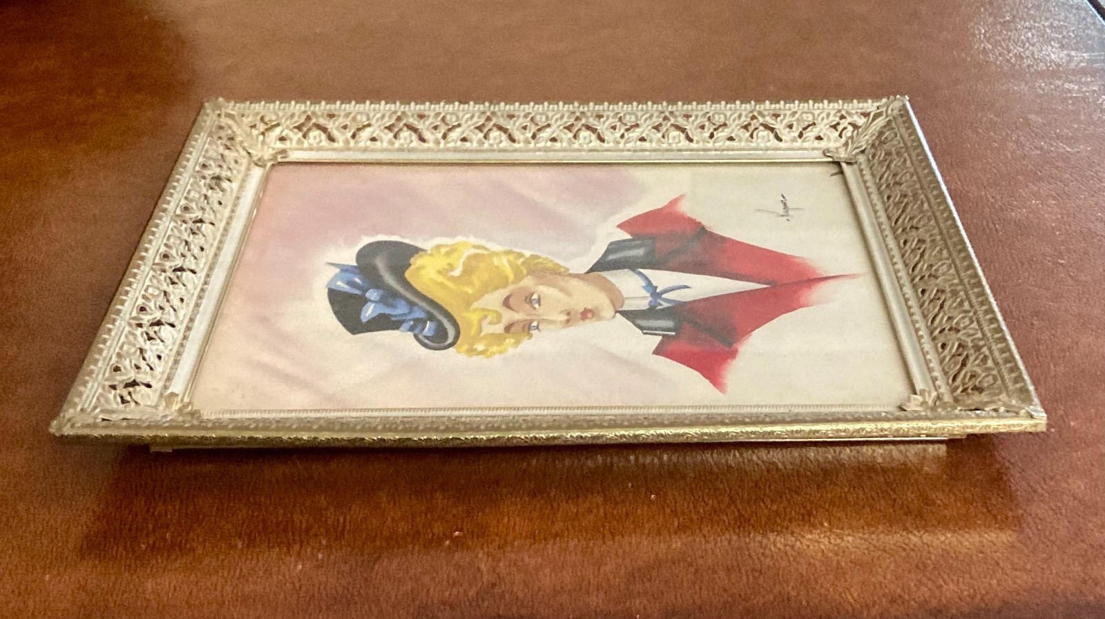 Vintage Ruben Kupur MCM Fashion Lady Portrait Signed «Kupur «9.75»X 11.75″ Frame