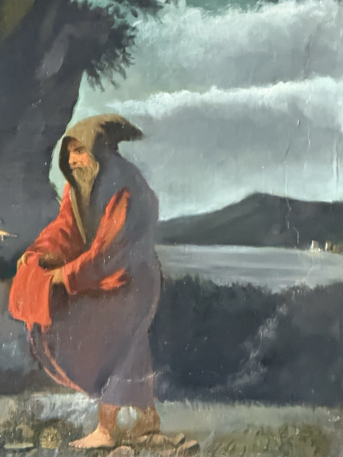 IMPORTANT 18TH CENTURY ANTIQUE RELIGIOUS JESUS CHRIST OIL PAINTING OLD GOD 1700s