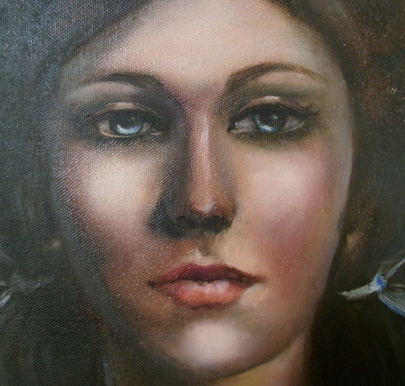 VTG SULTRY WOMAN PAINTING OIL ON FRAMED CANVAS 12X16 SIGNED RUTH COUCH 50S 60S