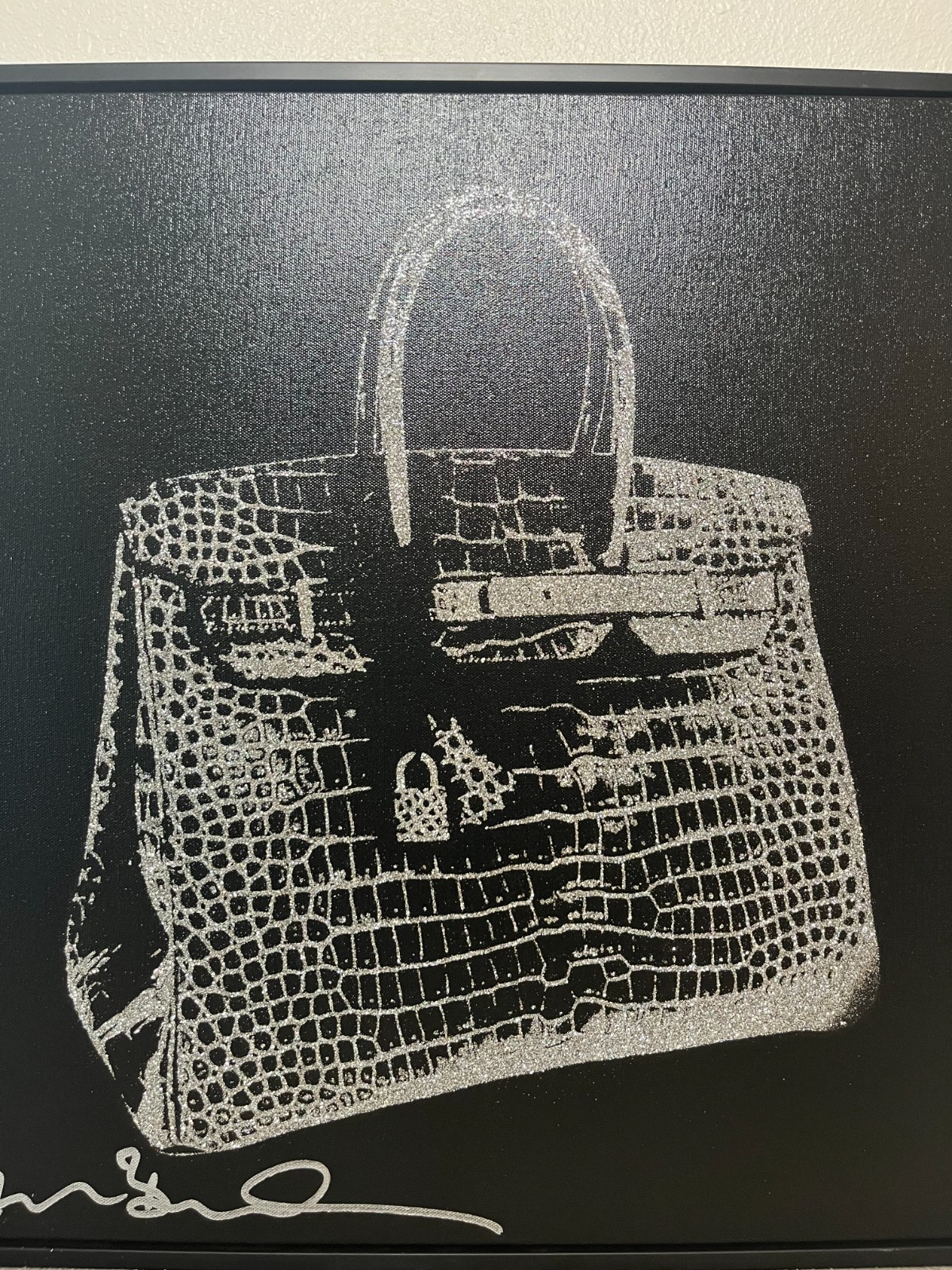 [LIQUIDATION] Shane Bowden Original Black White Handbag Art Painting 20″ Framed