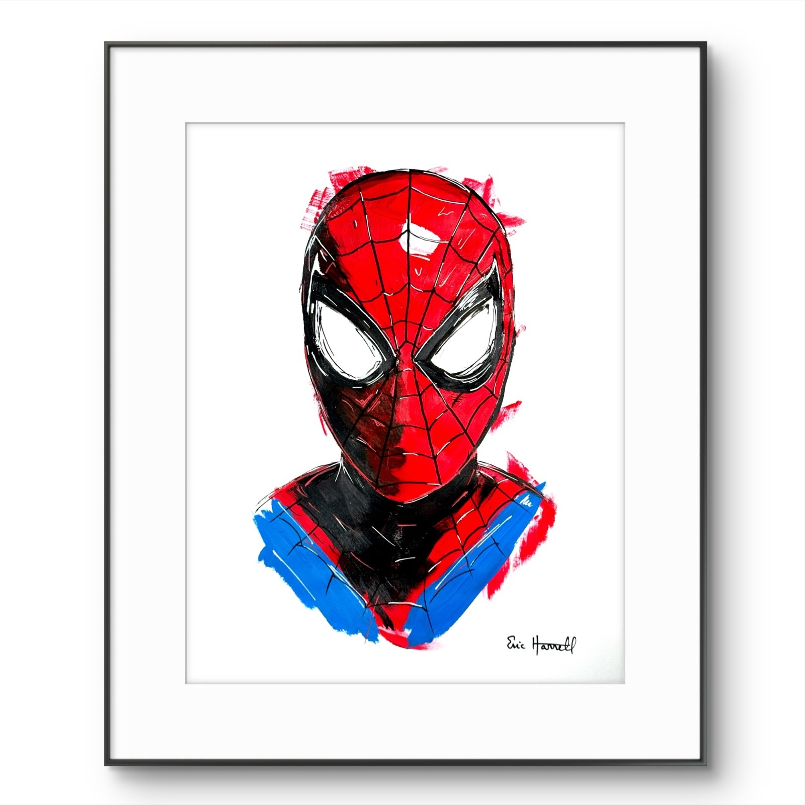 Original Spiderman 11×14 Paper Bold Expressionist Painting Signed Home Decor Art
