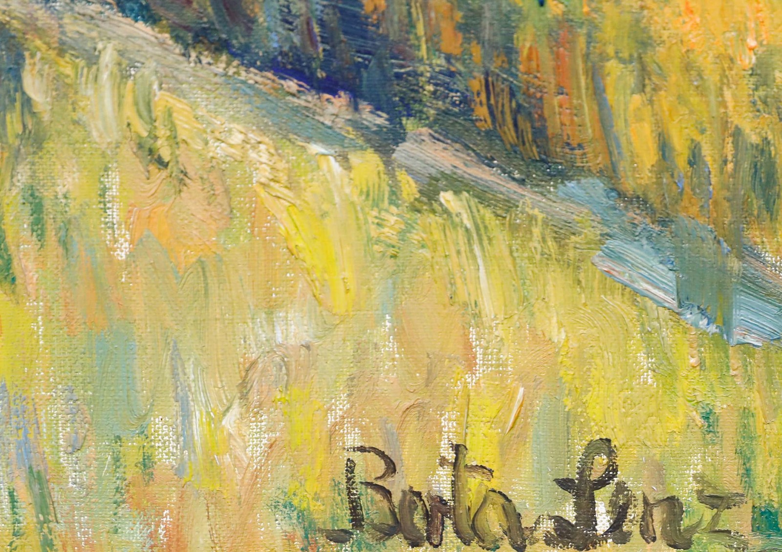 Berta Lenz – German School 20th Century Oil, Harvest Landscape