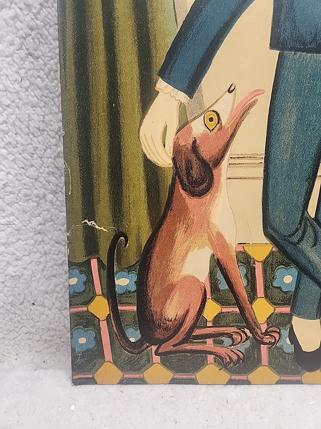 Shabby Chic Vintage Americana Art Litho Boy and His Dog Reproduction