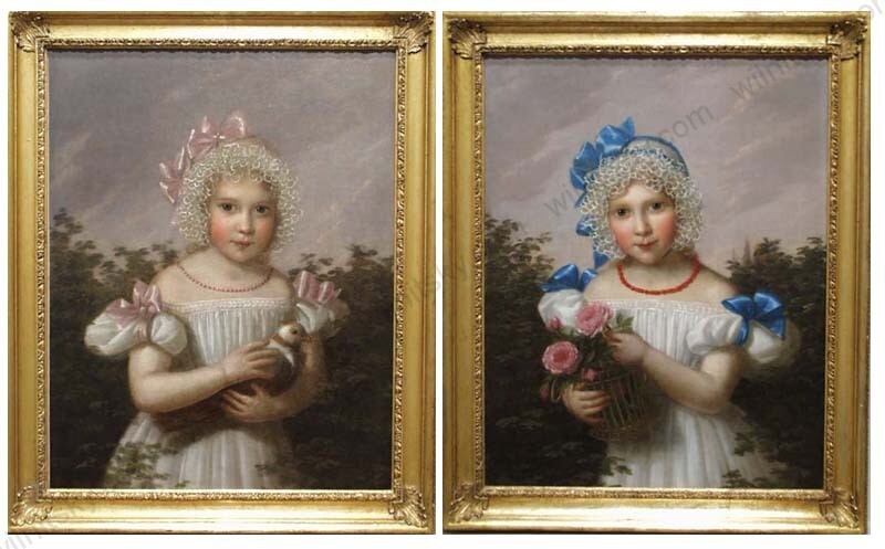 Joseph Weidner (1801-1870) «The Monet Sisters» two oil portraits, ca. 1830 (m)