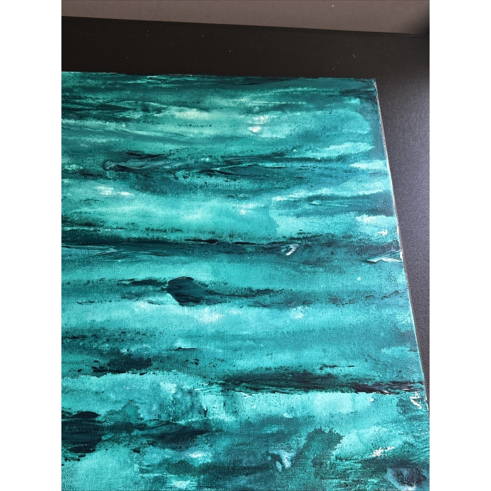 Canvas Painting 16 X 20 Acrylic Hand Painted Green Signed Titled Tranquility