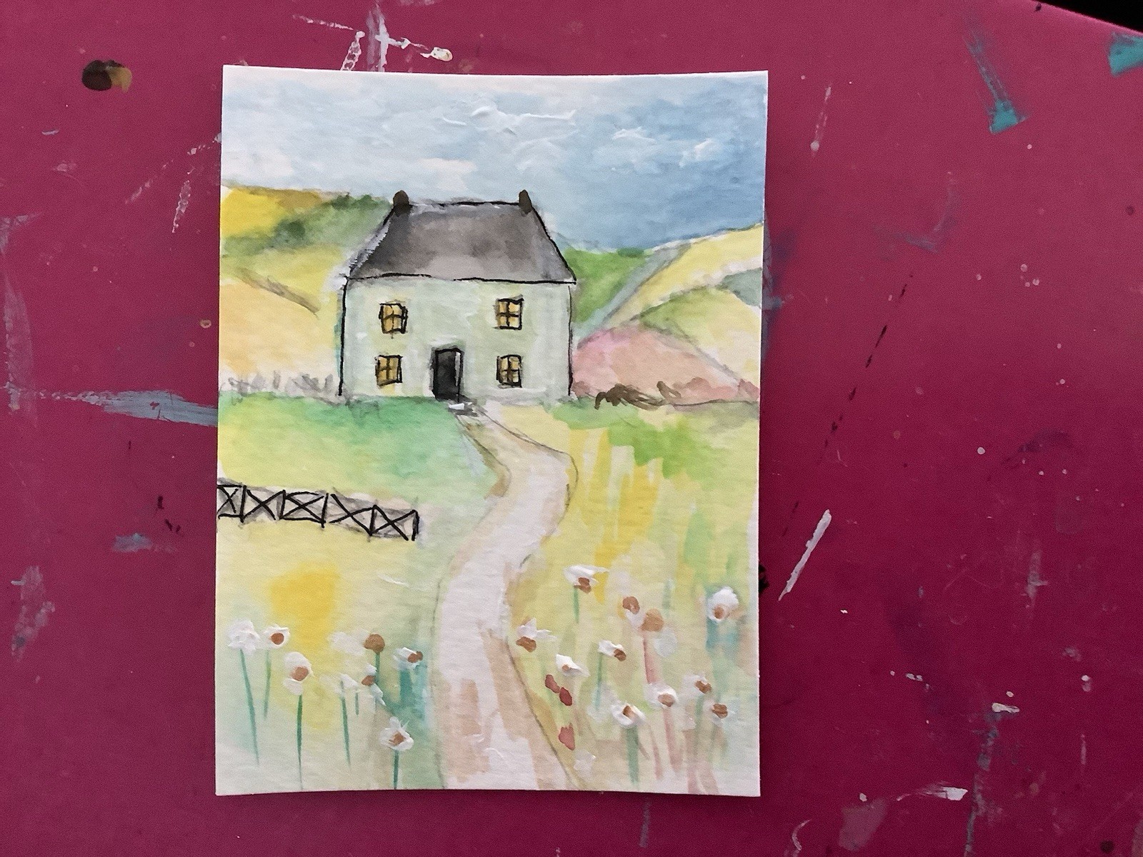 ACEO Painting By Kenna Art Cottage 2.5” X 3.5” Signed Original ÀTC