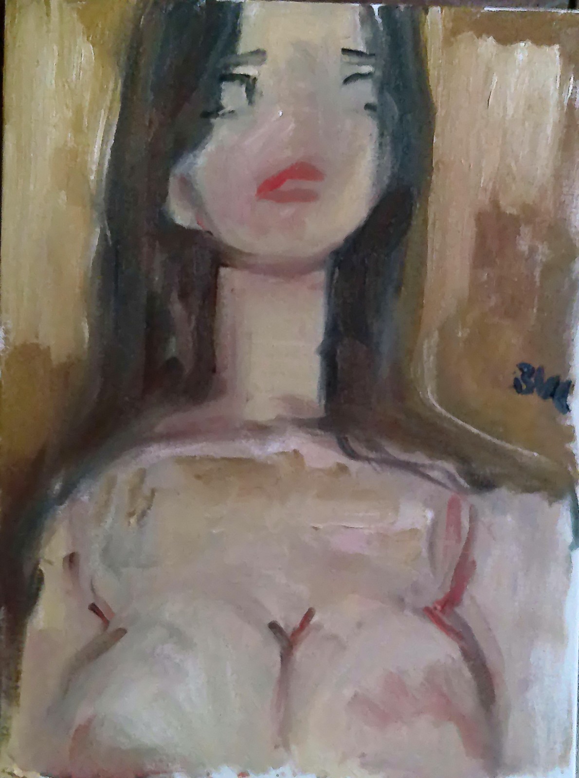 12″x16″ Boudoir Cubism Portrait Woman Oil Painting on Canvas Original Signed