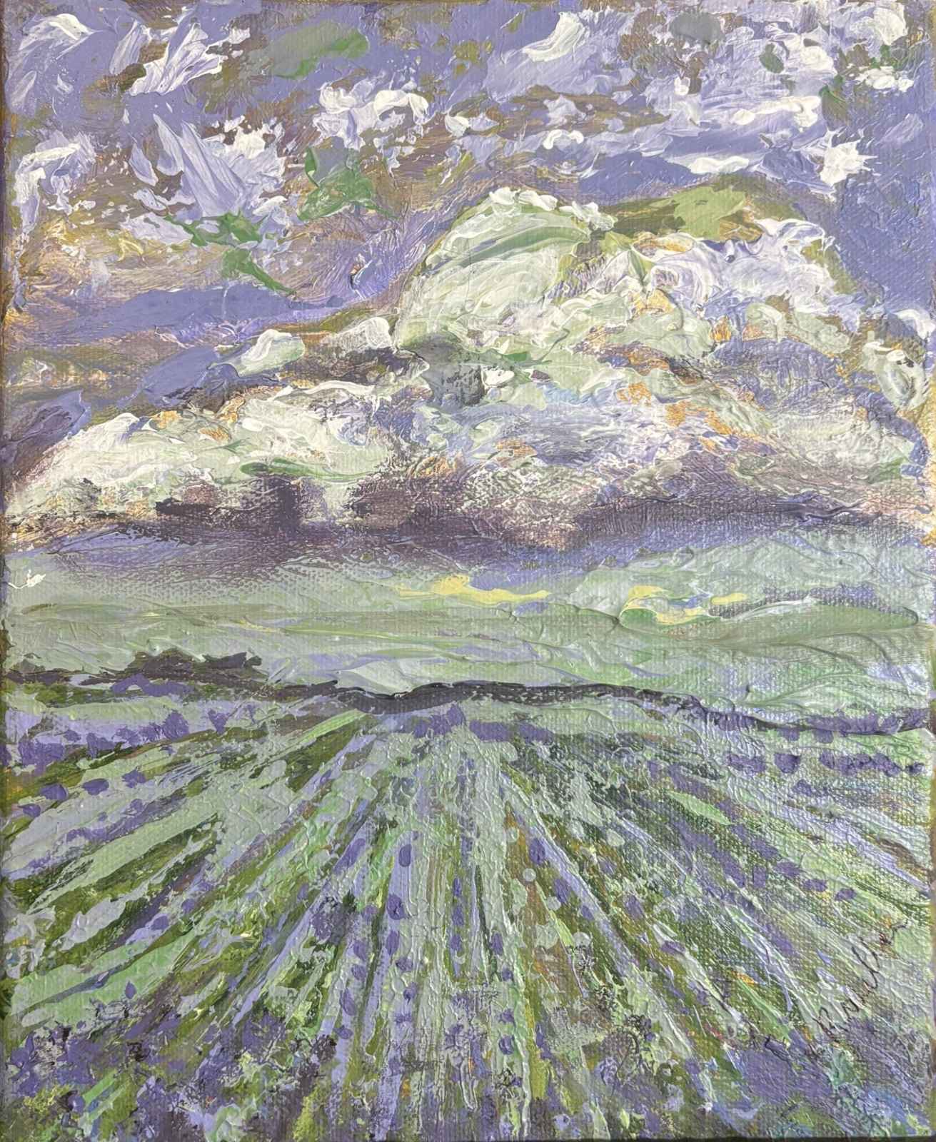 Lavender Landscape 11×14 Abstract Impression Original Art Canvas, One Of A Kind
