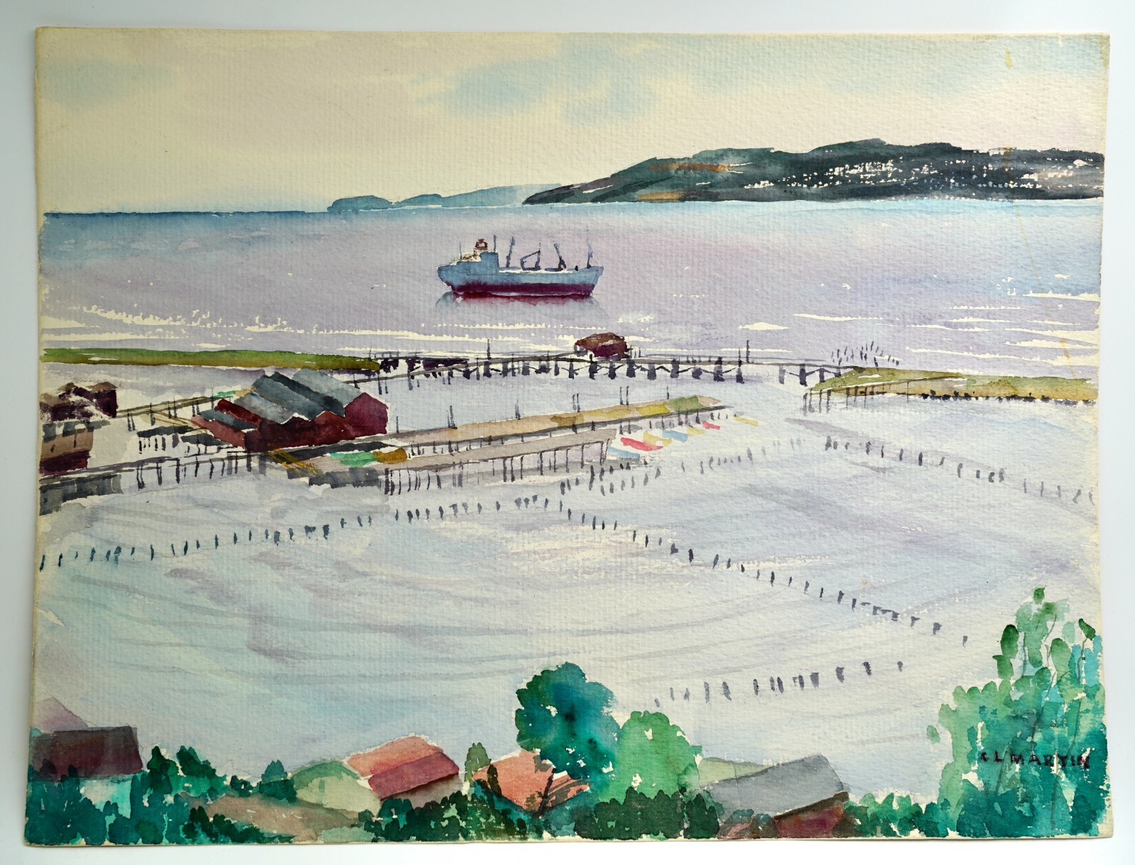Vintage Watercolor Art Painting – Florida Beach – Artist Signed