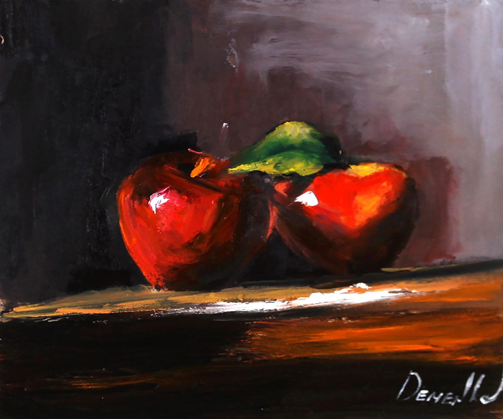 Still Life APPLES Oil painting by Natalia Demenko collectible art UKRAINE
