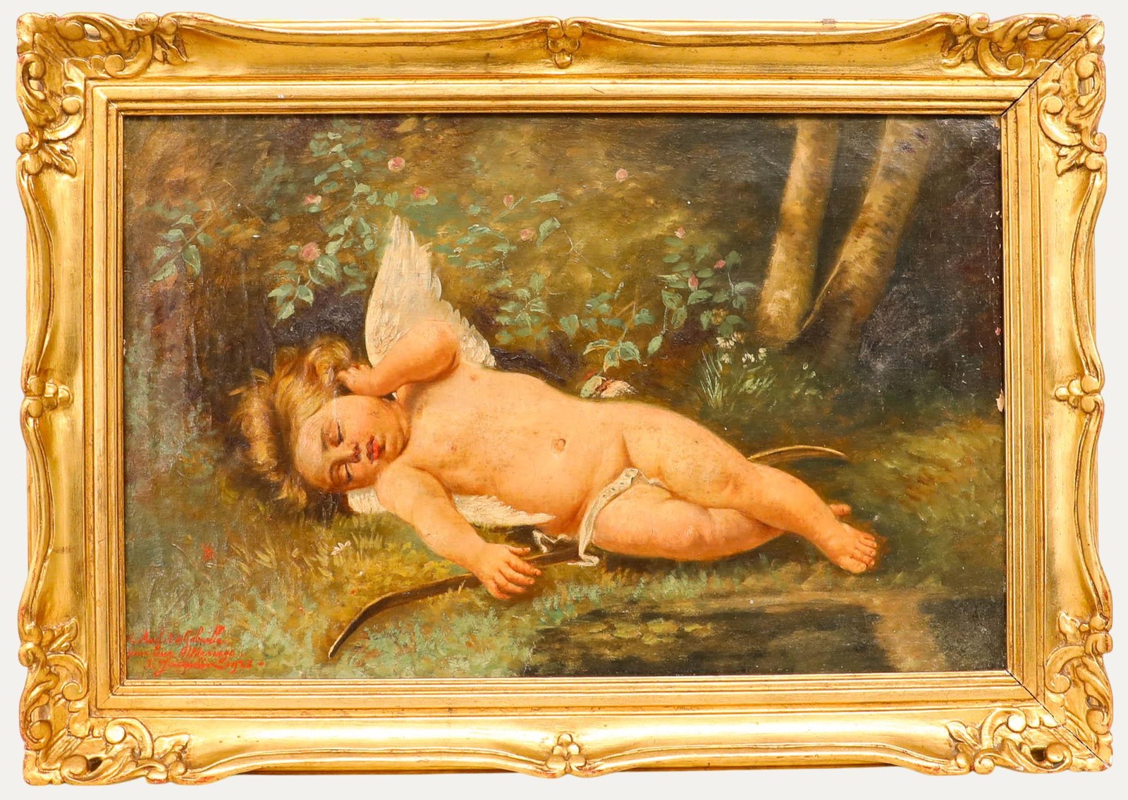 J. Jacquelin after Leon Perrault (1832-1908) – 1923 Oil, Sleeping Cupid