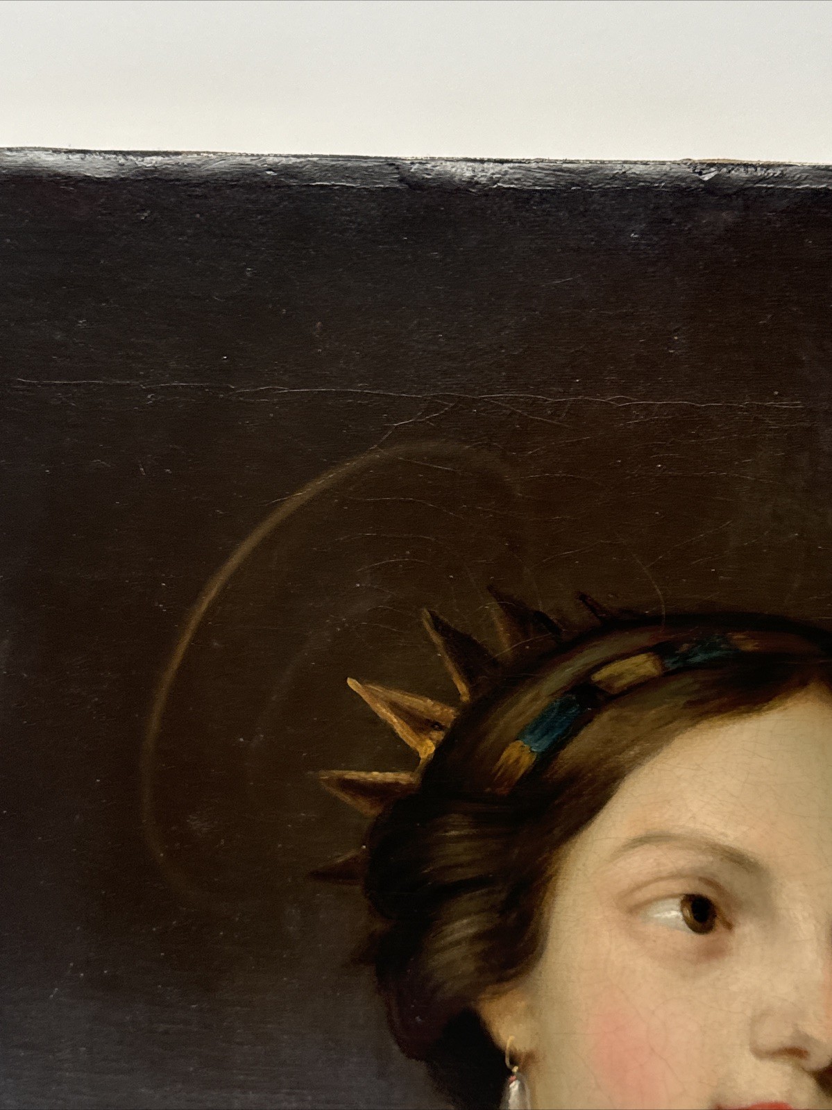 Old Master Painting Queen Crown Madonna Church Iconic 17th 18th Century Antique