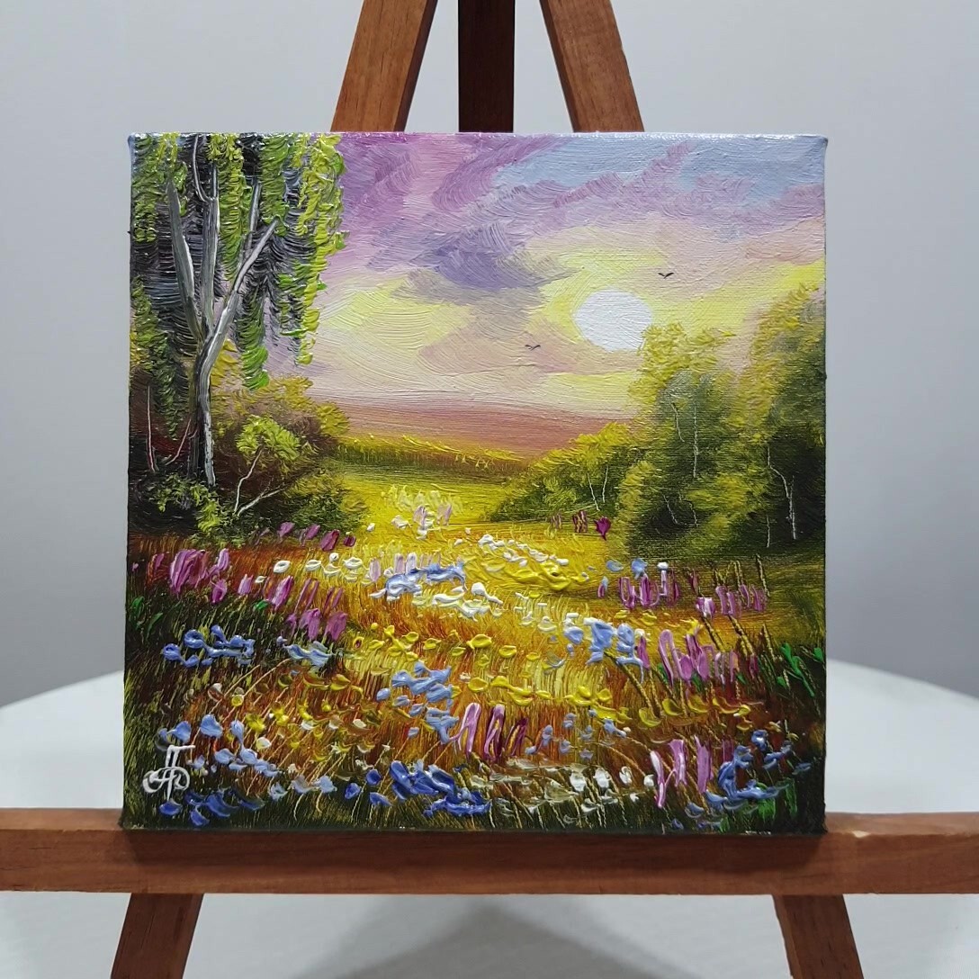 Landscape Original Hand Painted Home Decor Wall Art Gift Summer Ukrainian Artist