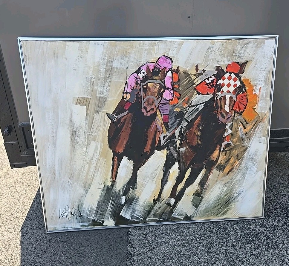 «Home Strech» Acrylic Painting On Canvas Signed Lee Reynolds