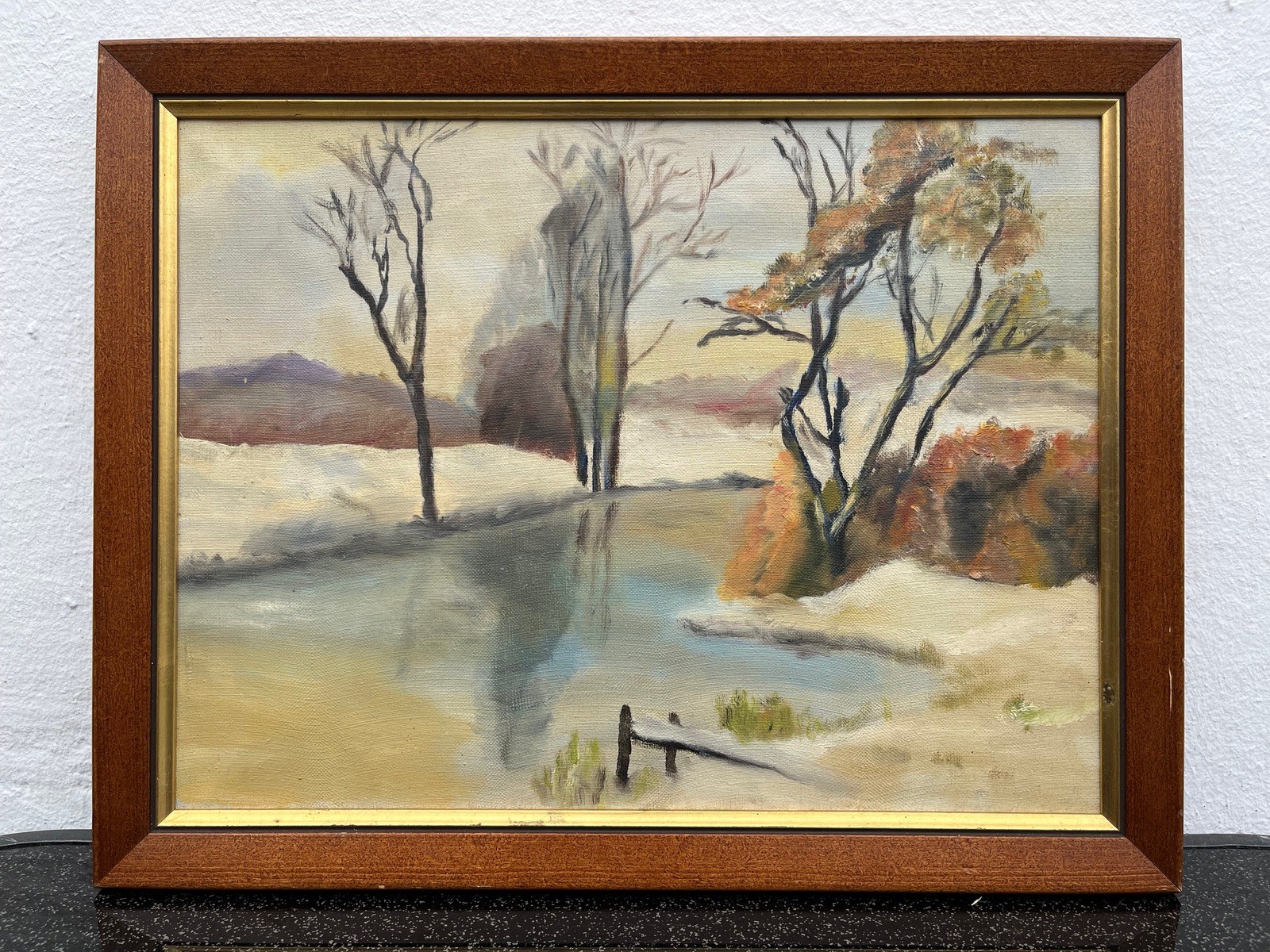Impressionist Seascape Winter Landscape Oil Painting, Framed, 45×35 cm