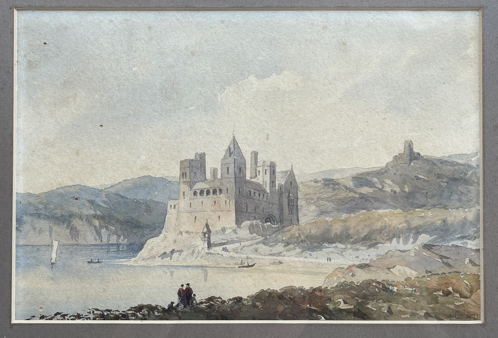 Original Watercolor, Axel Herman Haig (Signed & Dated 1871); Castle Landscape