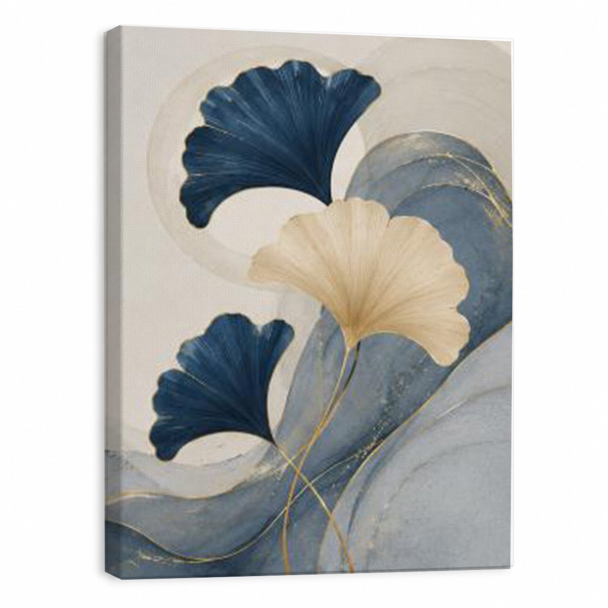 Blue Ginkgo Leaf Canvas Wall Art Abstract Botanical Print Modern Home Decor Gift