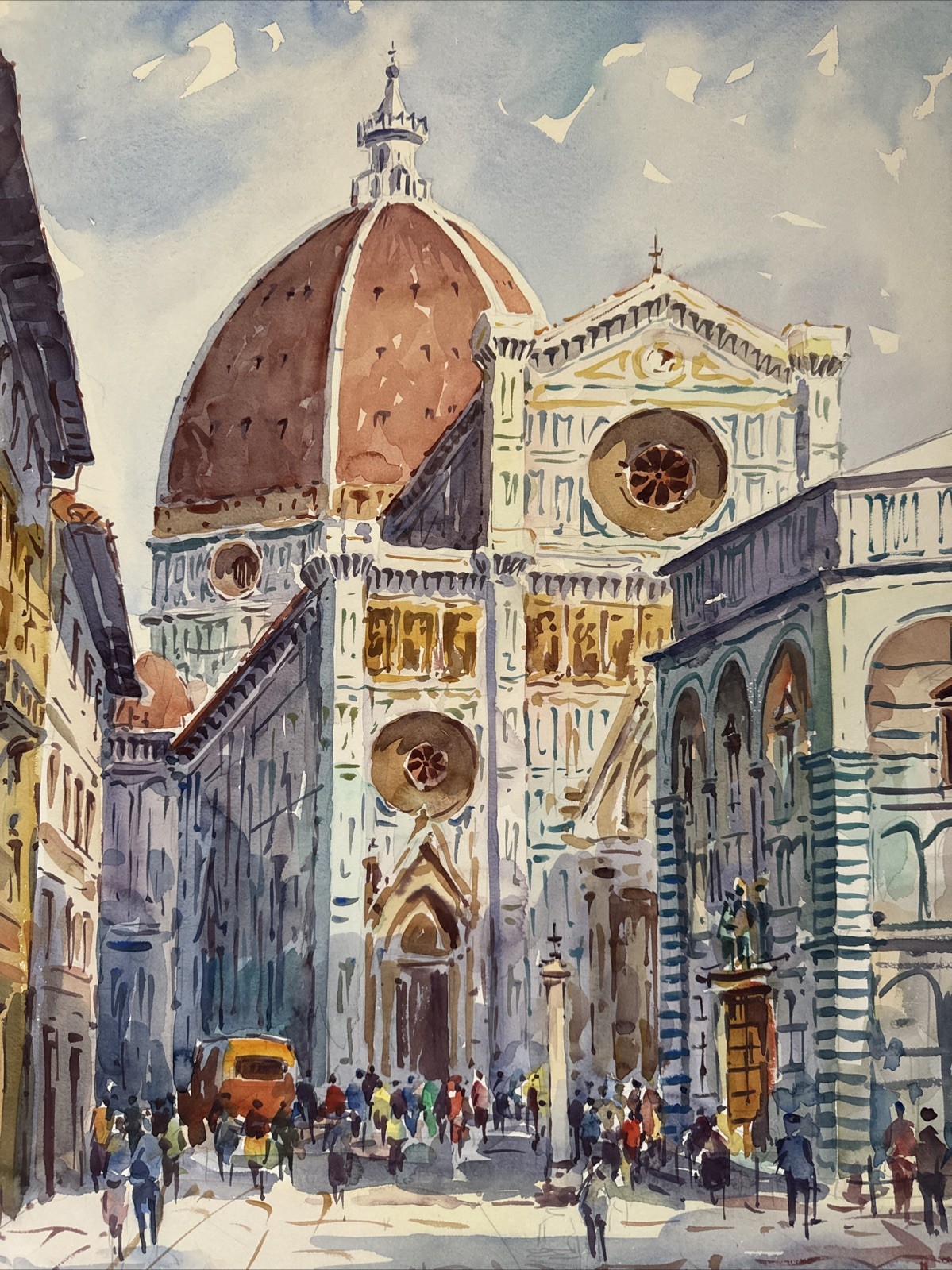 Vintage Impressionist Painting City Streets Architecture Giovanni Ospitali Italy