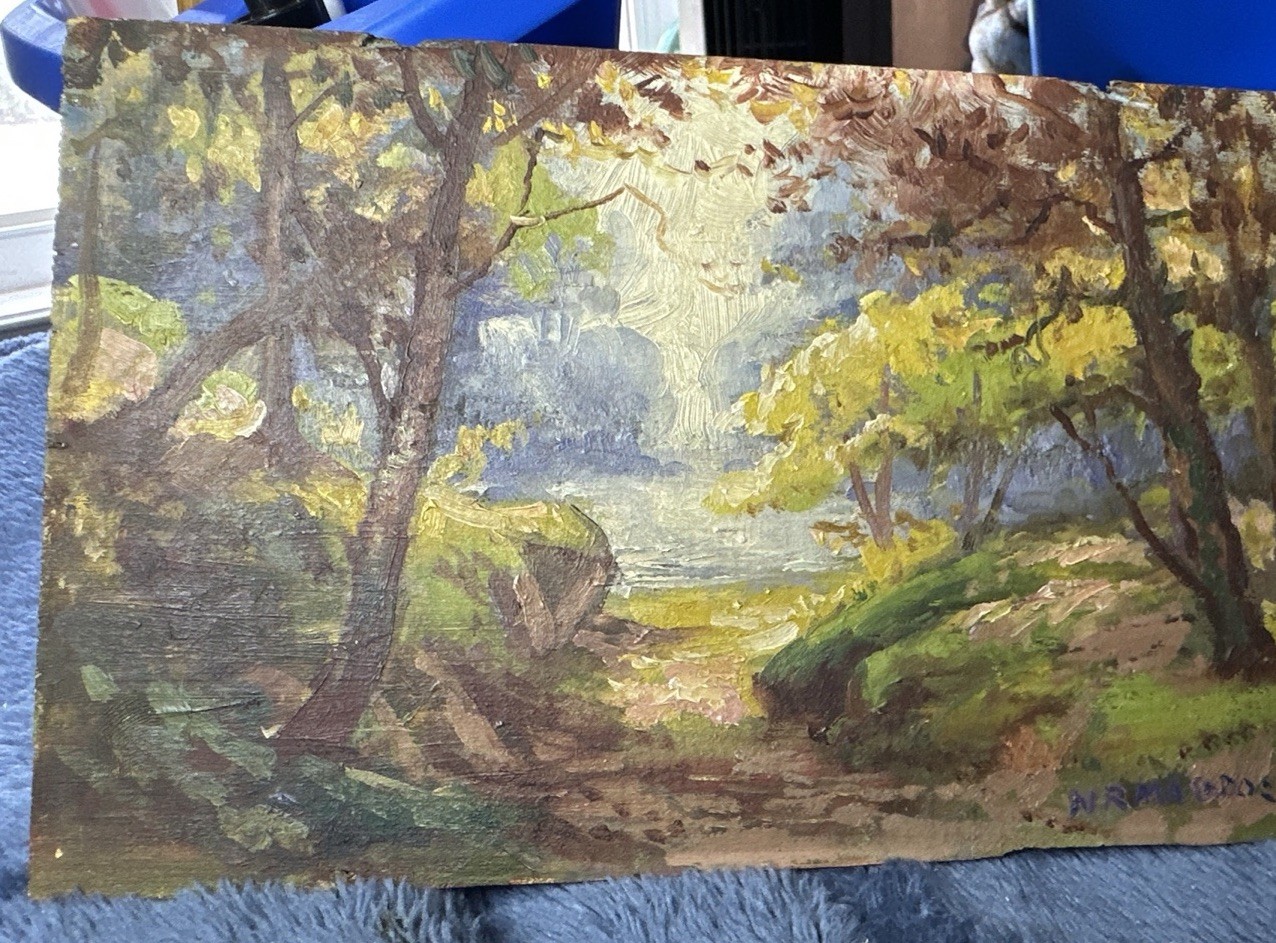 VINTAGE IMPRESSIONISM LANDSCAPE SCENE OIL PAINTING 8 1/2” X 5 1/2” 1910