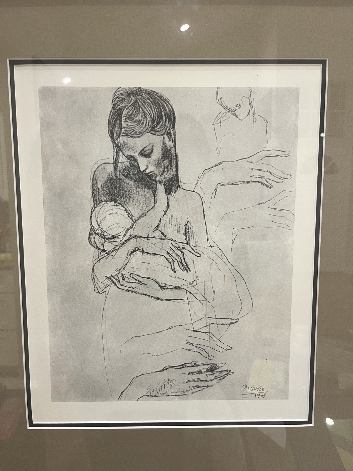Pablo Picasso MOTHER CHILD Studies Right Hand Framed Pencil Sketch Art Portrait